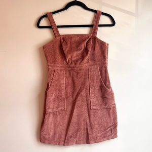 Red Corduroy Overall Dress